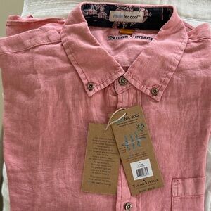 Tailor Vintage Men's Dusty Rose Linen Button-Down Shirt